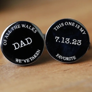 Father of the Bride Cufflink,My Favorite Walk,Personalized Cufflinks, Engraved Cufflinks, Round Custom Cuff link ,Gifts for Him,Wedding Gift