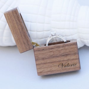 Ring box,Wood Ring Box,Walnut Ring Box, Thin Engagement Ring Box, Proposal ring box,Customized Wedding Ring Box, Engagement Ring Box