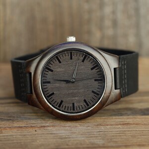 Wood Watch,Engraved Wooden Watch for Men,Groomsmen Gifts,Boyfriend Gift,Personalized Wood Watch,Birthday Gift for Him,Custom Watch,Leather
