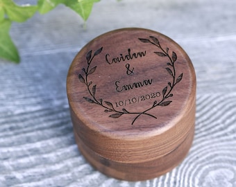 Caja de anillo de madera, caja de anillo de la boda, caja portadora del anillo, caja de anillo de boda personalizada, caja del anillo de compromiso, titular del anillo de compromiso