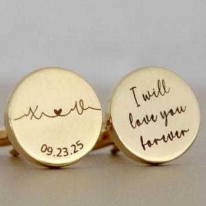 Custom Metal Cufflinks, Personalized Cufflinks, Engraved Cufflinks, Groom Dad Father of the Bride gift, Anniversary Gift for Husband