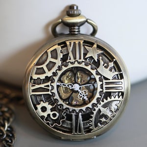 Personalized Mens Pocket Watch,Mechanical Pocket Watch,Steampunk Pocket Watch,Pocket Watch Chain,Groom Gift,Groomsmen Gift
