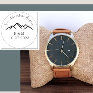 Leather Watch,personalized gifts for him, Gift for Groom, Groom Gift From Bride, Wedding, Anniversary Gifts