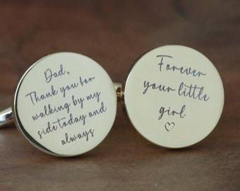 Father of the Bride Cufflinks, My Favorite Walk,Personalized Cufflinks, Round Engraved Cufflinks, Custom CufflinksGifts for Him,Wedding Gift