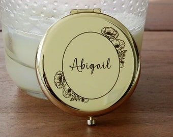 Custom Engraved Compact Mirror, Best Friend Christmas Gifts, Personalized Gifts for Women, Pocket Watch, Coworker Gift, Bridesmaid GIft