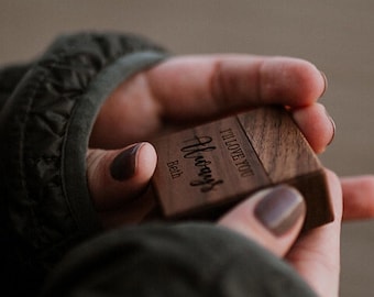 Ring box,Wood Ring Box,Walnut Ring Box, Thin Engagement Ring Box, Proposal ring box,Customized Wedding Ring Box, Engagement Ring Box