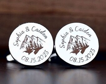 Personalized Cuff Links,Custom Gift for Groom from bride Cufflinks  Personalized Cufflinks Engraved Round Cufflinks Anniversary Gift for Him