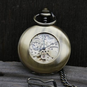 Personalized Brass Pocket Watch Personalized for Groom, Groomsmen, Father of the Bride Gift,Custom Engraved Pocket Watch,Mechanical  Watch