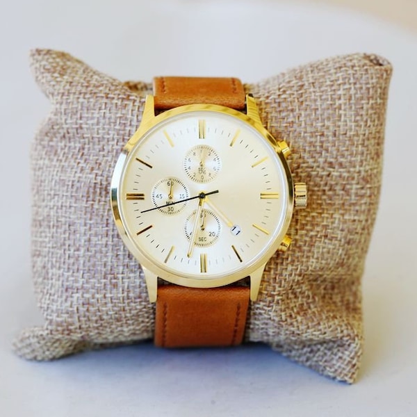 Personalized Watch, Custom Engraved Personalized Mens  Gold Wrist Watch, Groomsmen Gifts, Mens Birthday, Wedding, Anniversary Gifts