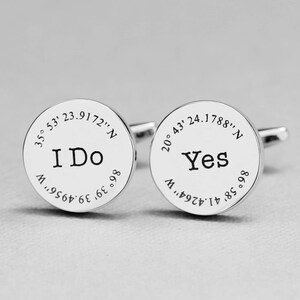 Personalized Cuff Links,Custom Coordinates Gift for Groom Cufflinks  Personalized Cufflinks Engraved Cufflinks Latitude Longitude Cufflinks