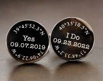 Personalized CuffLinks,Metal Cufflinks,Square Wooden Gift Box Optional,Wedding Day Cuff links Gift,Groom Dad Groomsmen Father of Bride Groom