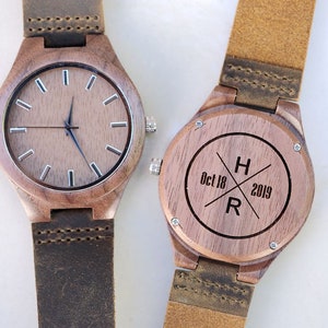 Personalized Wood Watch,Wood Watch,Engraved Wooden Watch for Men,Groomsmen Gifts,Boyfriend Gift,,Birthday Gift for Him,Custom Watch,Leather