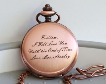 Rose Gold Copper Pocket Watch  Personalized Mens Pocket Watch,Pocket Watch,Groom Gift,Groomsmen Gift