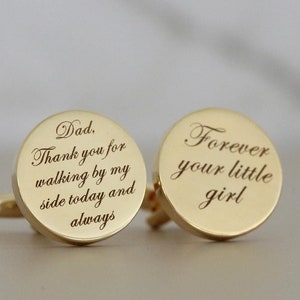 Father of the Bride Cufflink,Cufflinks,Personalized Cufflinks, Engraved Cufflinks, Round Custom Cuff link ,Gifts for Him,Wedding Gift