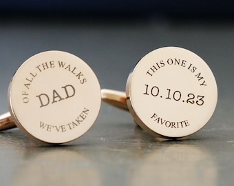 Father of the Bride Cufflinks, My Favorite Walk,Personalized Cufflinks, Round Engraved Cufflinks, Custom CufflinksGifts for Him,Wedding Gift