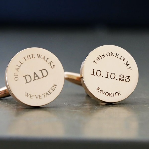 Father of the Bride Cufflinks, My Favorite Walk,Personalized Cufflinks, Round Engraved Cufflinks, Custom CufflinksGifts for Him,Wedding Gift