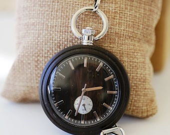 Personalized  Wooden Pocket Watch, Groomsmen Gifts,Wood Pocket Watch, engraved with personal text - Gift for Him/Her, Anniversary, Wedding