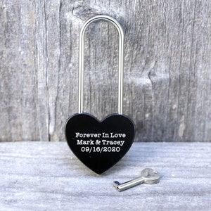 Love Lock, Heart Lock, Custom Lock, Black Heart Love Padlock With Key, Engraved Lock Lock, Personalized Padlock