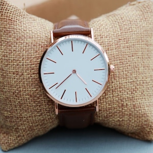 Custom Engraved Personalized Rose Gold Color Mens Wrist Watch, Groomsmen Gifts, Mens Birthday, Wedding, Anniversary, Father&#39;s Day , Husband