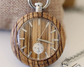 Personalisierte Holz-Taschenuhr, Groomsmen-Geschenke, Holz-Taschenuhr, graviert mit persönlichem Text - Geschenk für Ihn / Sie, Jahrestag, Hochzeit