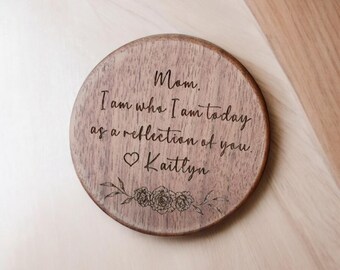 Personalized Compact Mirror, Mother of the Bride Gift, Gift for Mom From Daughter, Mother of Groom Gift, walnut wood compact pocket mirror