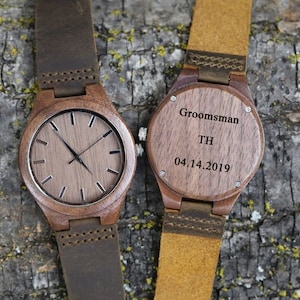 Houten horloge, gepersonaliseerd houten horloge, gegraveerd houten horloge voor mannen, bruidsjonkers geschenken, vriendje cadeau, verjaardagscadeau voor hem, aangepast horloge
