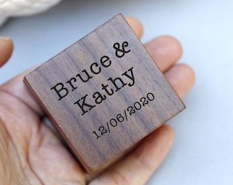 Wood Ring Box,Walnut Ring Box, Thin Engagement Ring Box, Proposal ring box,Customized Wedding Ring Box, Engagement Ring Box