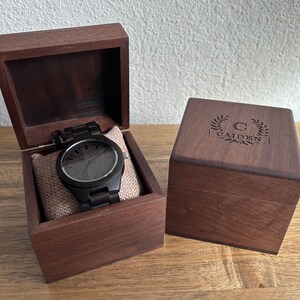 Personalized Custom Photo Texts Wooden Watch Log Wood Case Genuine Leather Watches