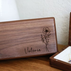 Schmuckschatulle aus Holz, Reiseetui, Schmuckschatulle mit Gravur, Schmuckschatulle mit Gravur, Brautjungfer Geschenk, Schmuckorganisator, Geschenkbox