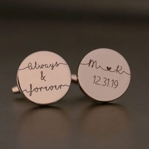 Personalized Cufflinks,personalized cufflinks for groom, Personalized Cufflinks Engraved Round Cufflinks Anniversary Gift for Him