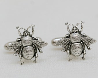 Bee Cufflinks Silver Plated Bees Vintage Inspired Style Gothic Victorian Men's Cuff Links Accessories Jewelry & Gifts