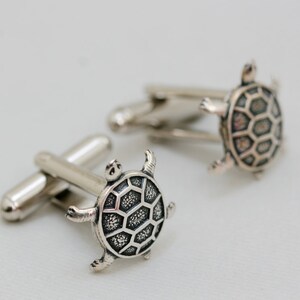 Turtle Steampunk Cufflinks Antiqued Silver Metal Men's Accessories image 2