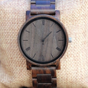 Personalized Wooden Watch, Wood Watch,Groomsmen Gifts,engraved with personal text Gift for Him/Her, Anniversary, Wedding gift image 2