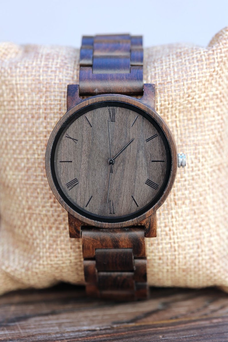 Personalized Wooden Watch, Wood Watch,Groomsmen Gifts,engraved with personal text Gift for Him/Her, Anniversary, Wedding gift image 2