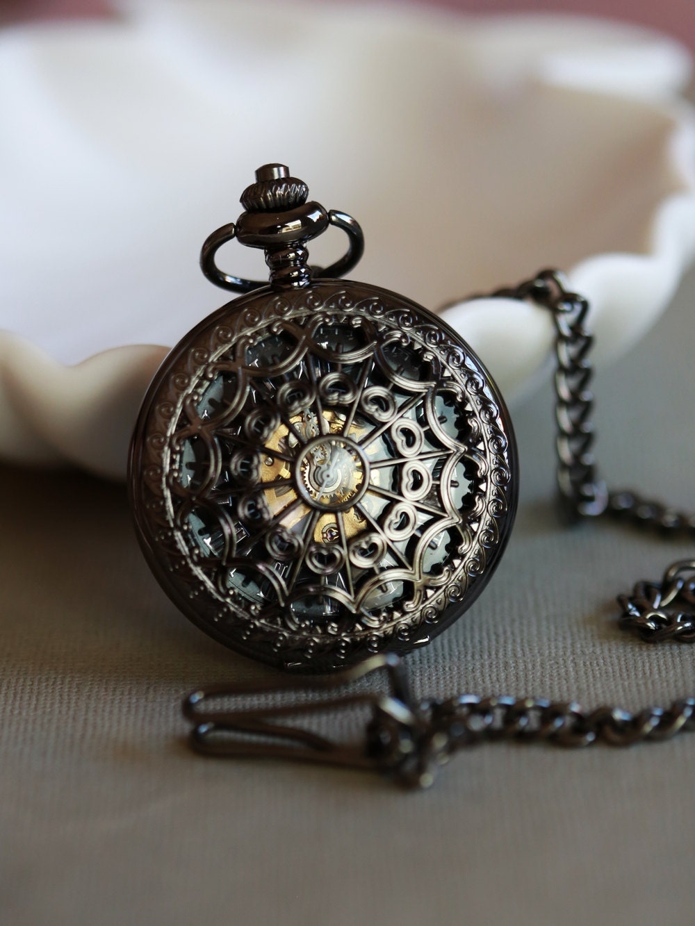 Personalized Black Pocket Watch