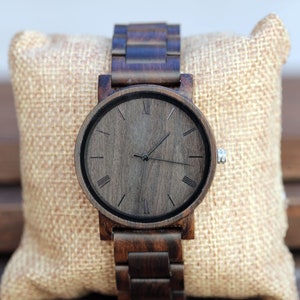 Personalized Wooden Watch, Wood Watch,Groomsmen Gifts,engraved with personal text Gift for Him/Her, Anniversary, Wedding gift image 1