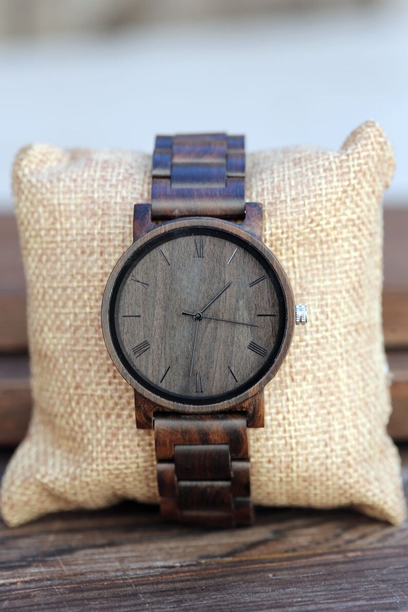 Personalized Wooden Watch, Wood Watch,Groomsmen Gifts,engraved with personal text Gift for Him/Her, Anniversary, Wedding gift image 1