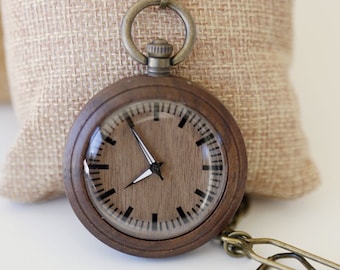 Personalisierte Holz-Taschenuhr, Groomsmen-Geschenke, Holz-Taschenuhr, graviert mit persönlichem Text - Geschenk für Ihn / Sie, Jahrestag, Hochzeit