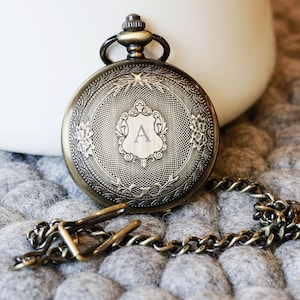Reloj de bolsillo personalizado para hombre, reloj de bolsillo de cuarzo, reloj de bolsillo steampunk, cadena para reloj de bolsillo, regalo para el novio, regalo para los padrinos de boda