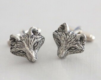 Jewelry Gift,Fox Cufflinks Silver Plated Metal Vintage Inspired Style Antiqued Finish Men's Cuff Links & Accessories