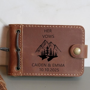 Mountain wedding vow books, His and Her Vow Books, Leather Vows Book ,Custom Vows Booklet, Personalized Gift, Mini Small Leather Journals