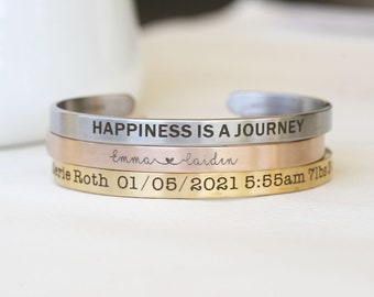 Personalized Engraved Cuff Bracelet - Engraved Bracelet Bridesmaid Gift Bridal Gift Bracelet ,Custom gift, Custom Jewelry, Coordinates