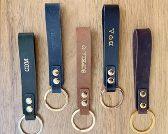 Embossed Keychain, Personalized Leather Keychain, Custom Leather Keychain, Monogrammed for Him and Her, Personalized Gift