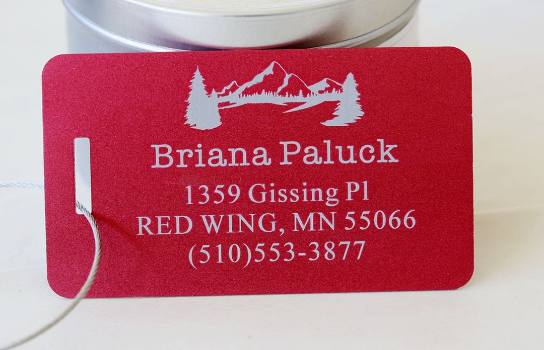 Large Metal Luggage Tag Personalized Engraved Aluminum Tag Etsy