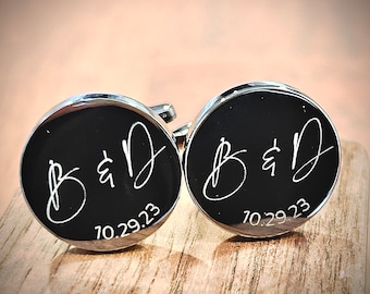 Gemelos, Gemelos personalizados, Gemelos personalizados del día de la boda, Gemelos de padrinos de boda personalizados, Regalo de aniversario para marido, Padrinos de boda