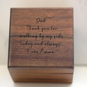 Watch Box , Walnut Wood Box, Father of Bride, Husband from Bride, Wedding Day Gift, Wooden Gift Box & Pillow,  Watch Wood Box, Groom