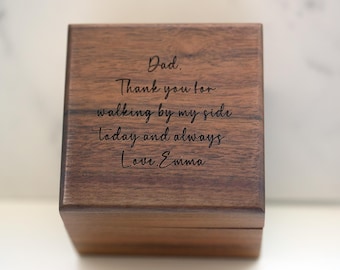 Watch Box , Walnut Wood Box, Father of Bride, Husband from Bride, Wedding Day Gift, Wooden Gift Box & Pillow,  Watch Wood Box, Groom