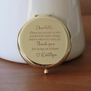 Personalized Compact Mirror: Engraved Wedding Favor, Birthday Gift