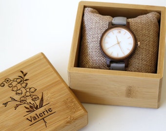 Personalized Women's Wood Watch,  Shell Dial,Engraved Wooden Watch,Bridesmaids Gifts, - Gift for Her, Anniversary, Wedding gift