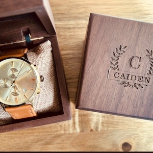 Custom Engraved Personalized Mens  Gold Wrist Watch, Groomsmen Gifts, Mens Birthday, Wedding, Anniversary Gifts, Father&#39;s Day Gifts